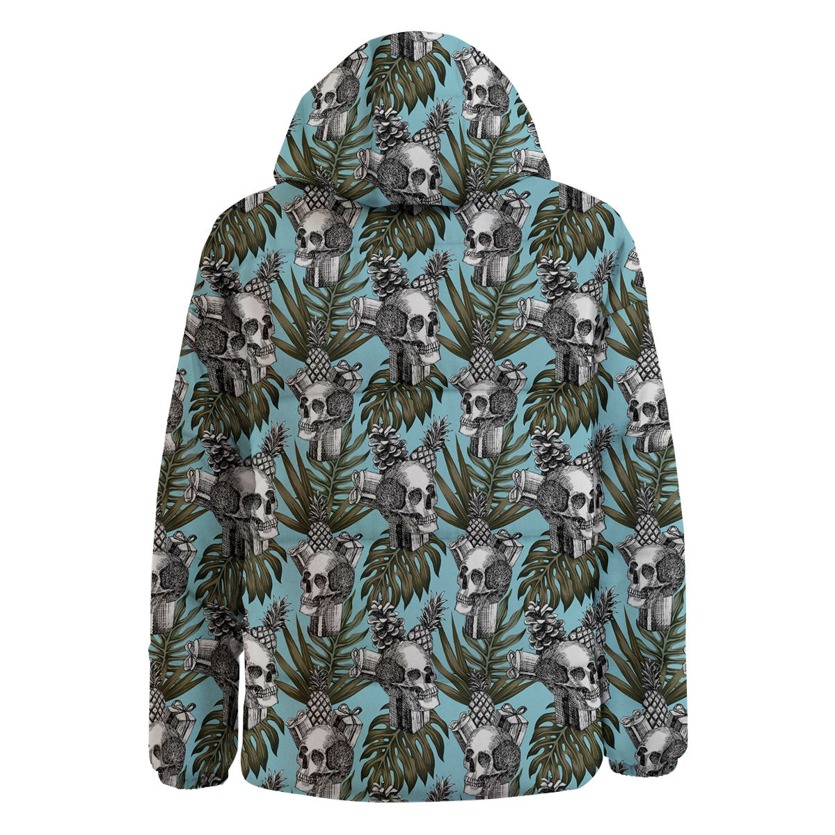 Skull Pineapple Tropical Print Pattern Down Jacket-grizzshop