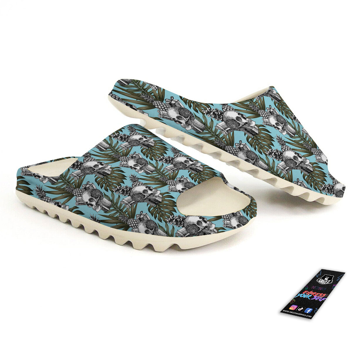Skull Pineapple Tropical Print Pattern Sandals-grizzshop