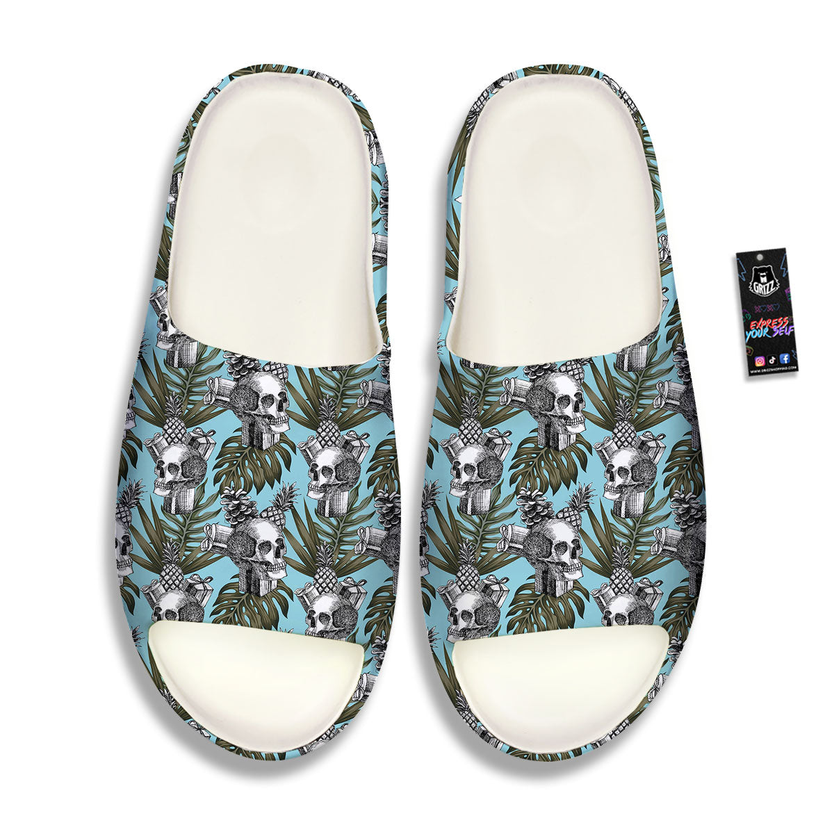 Skull Pineapple Tropical Print Pattern Sandals-grizzshop