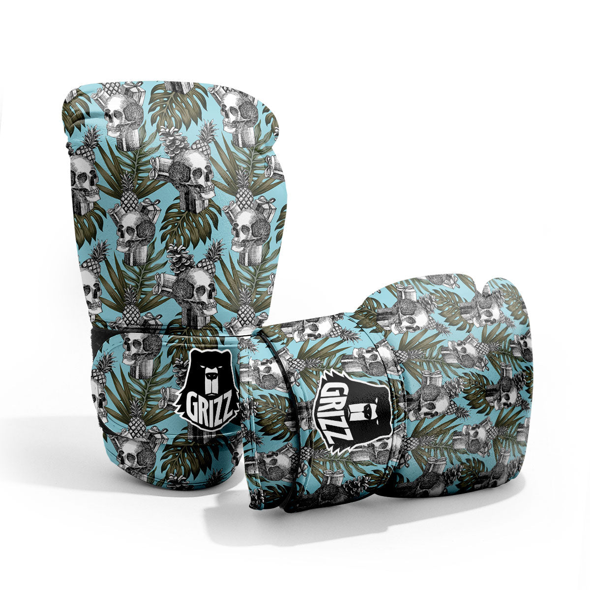 Skull Pineapple Tropical Print Pattern Sparring Gloves-grizzshop