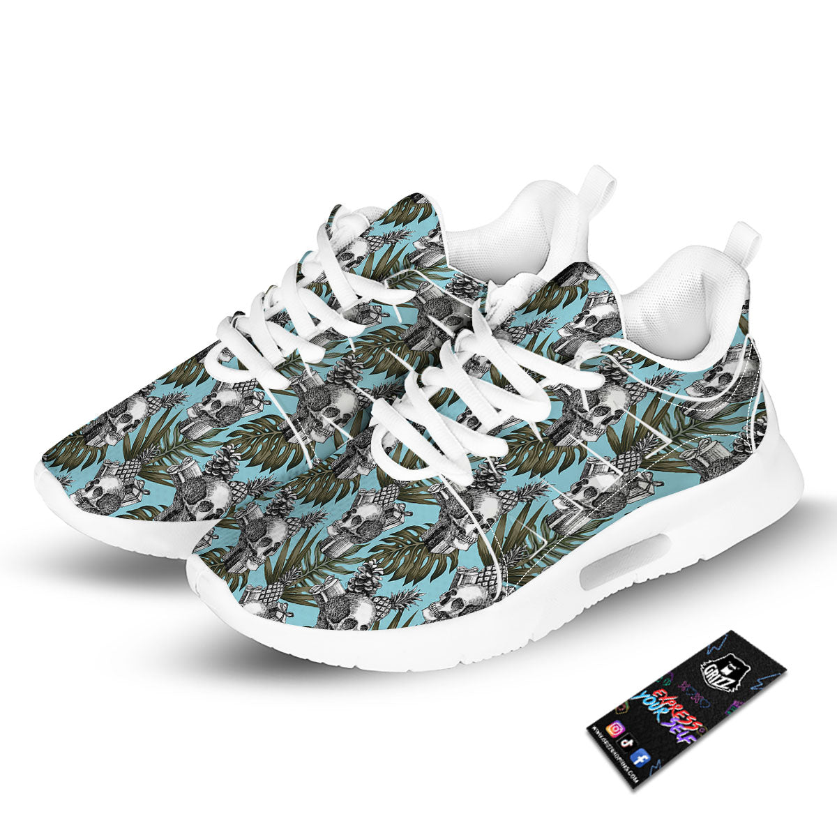 Skull Pineapple Tropical Print Pattern Tennis Shoes-grizzshop