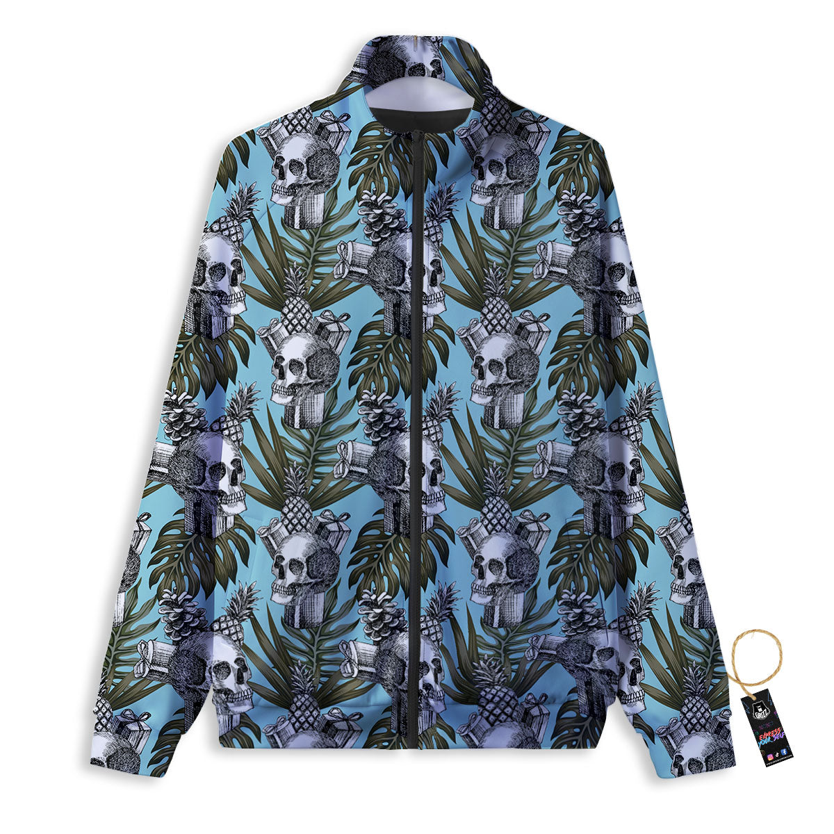 Skull Pineapple Tropical Print Pattern Track Jacket-grizzshop