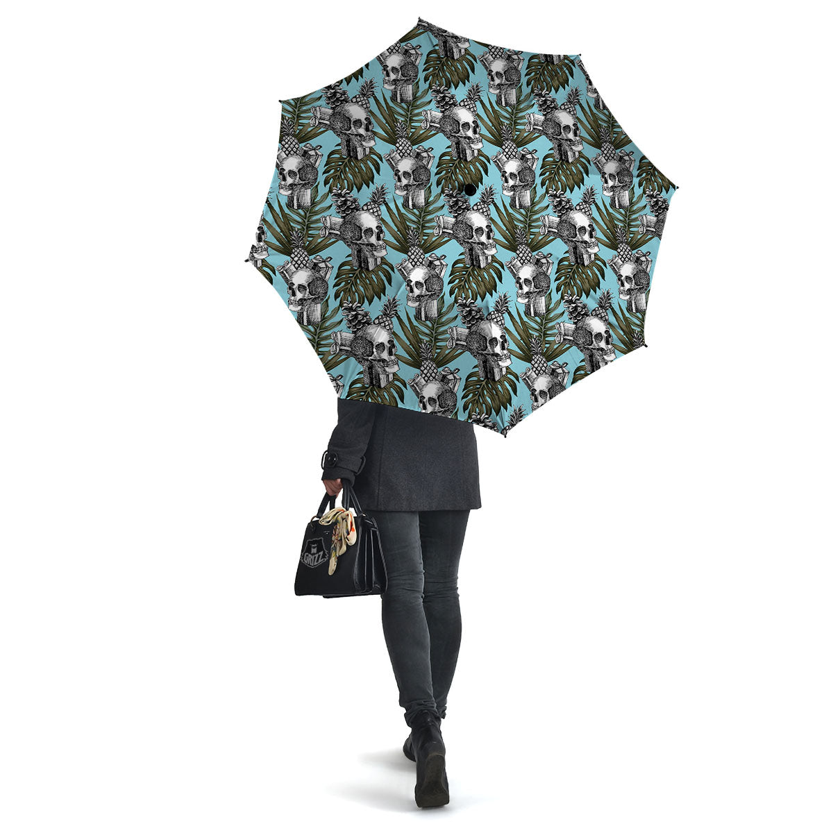 Skull Pineapple Tropical Print Pattern Umbrella-grizzshop