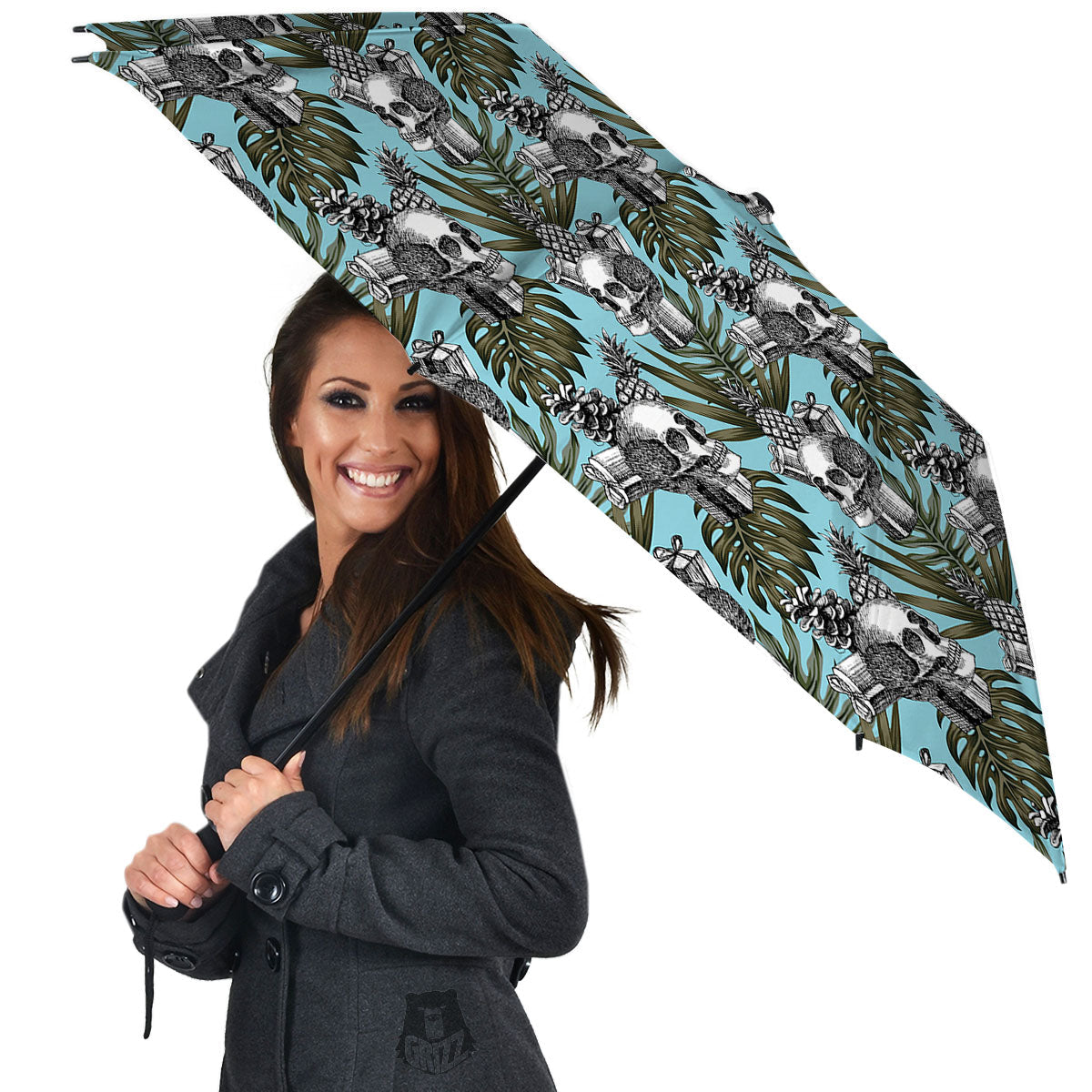 Skull Pineapple Tropical Print Pattern Umbrella-grizzshop