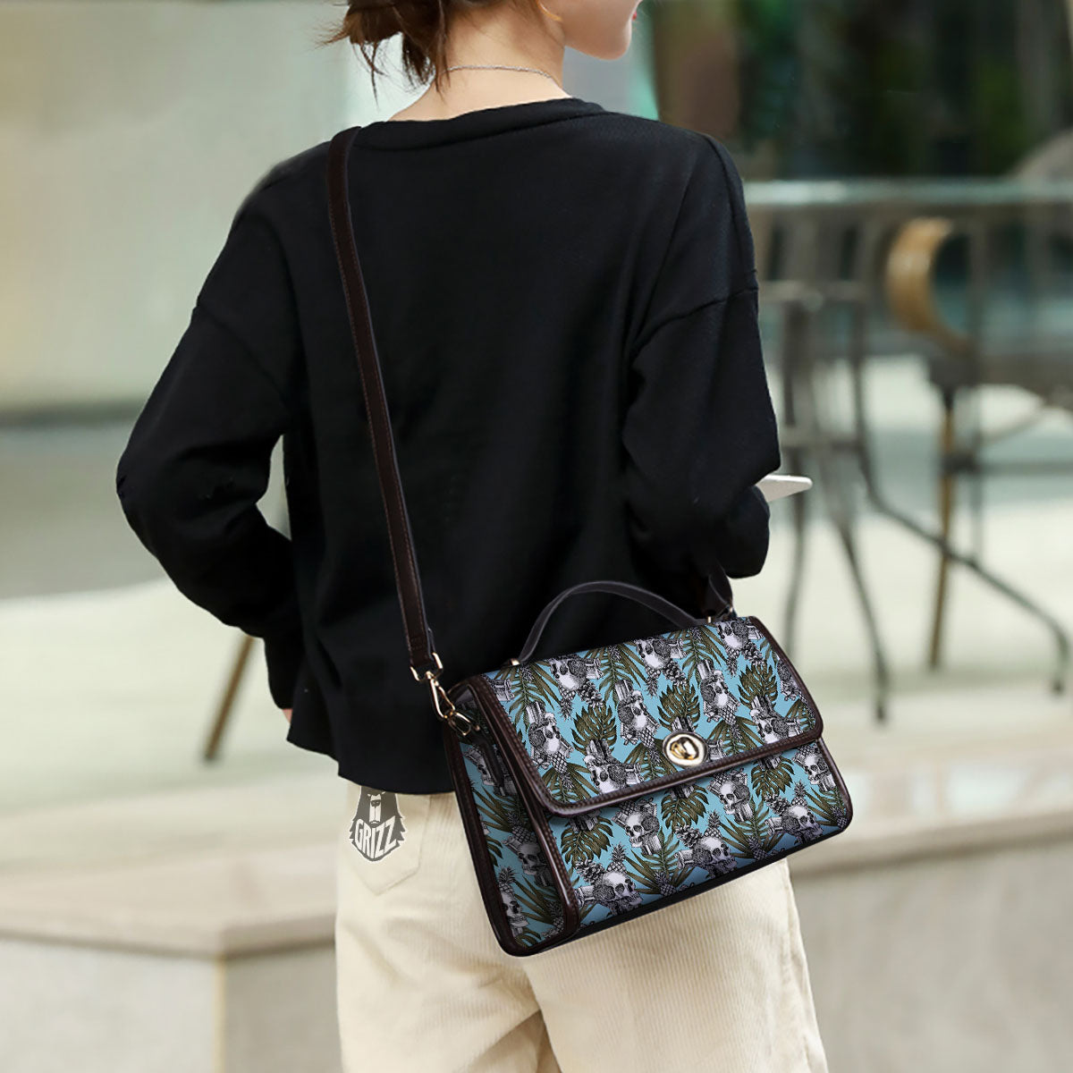 Skull Pineapple Tropical Print Pattern Women's Satchel Bag-grizzshop