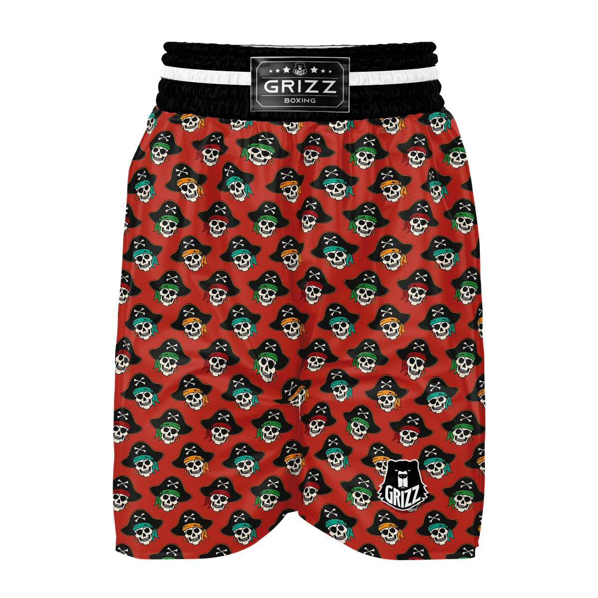 Skull Pirate Print Pattern Boxing Shorts-grizzshop