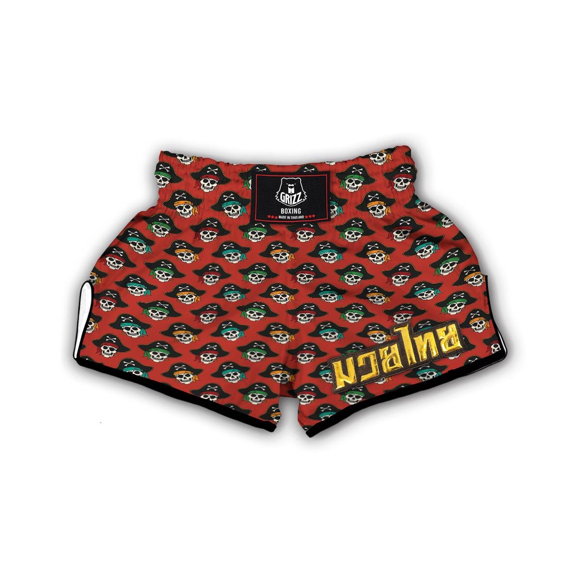 Skull Pirate Print Pattern Muay Thai Boxing Shorts-grizzshop