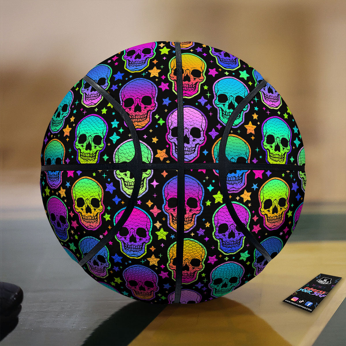 Skull Psychedelic Print Pattern Basketball-grizzshop
