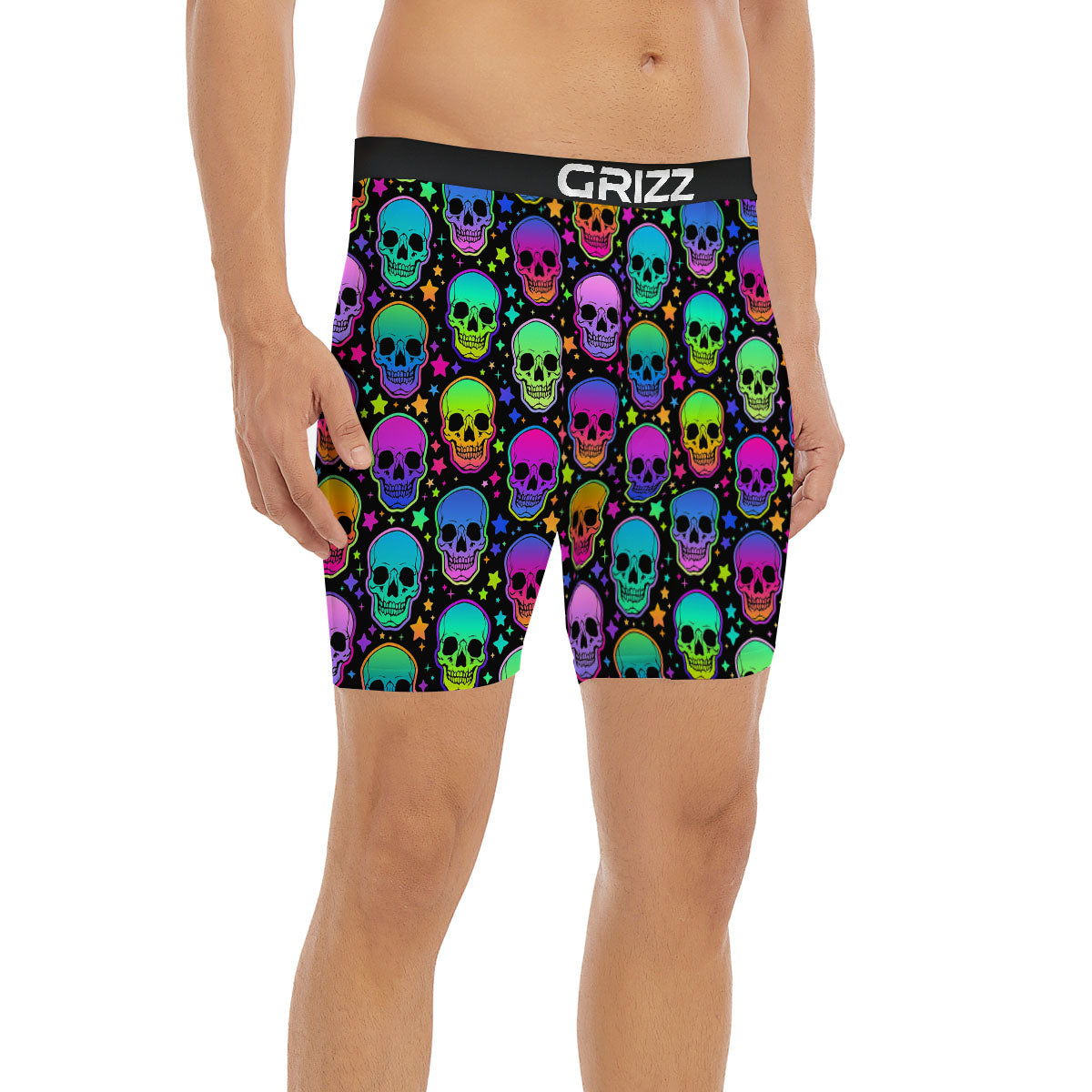 Skull Psychedelic Print Pattern Boxer Briefs-grizzshop