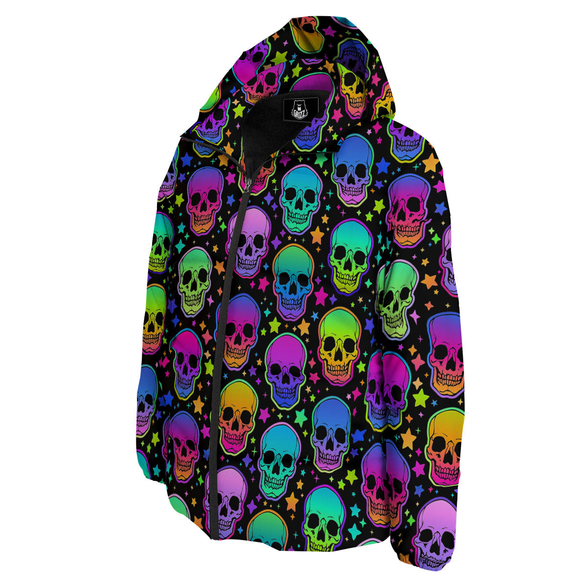 Skull Psychedelic Print Pattern Down Jacket-grizzshop