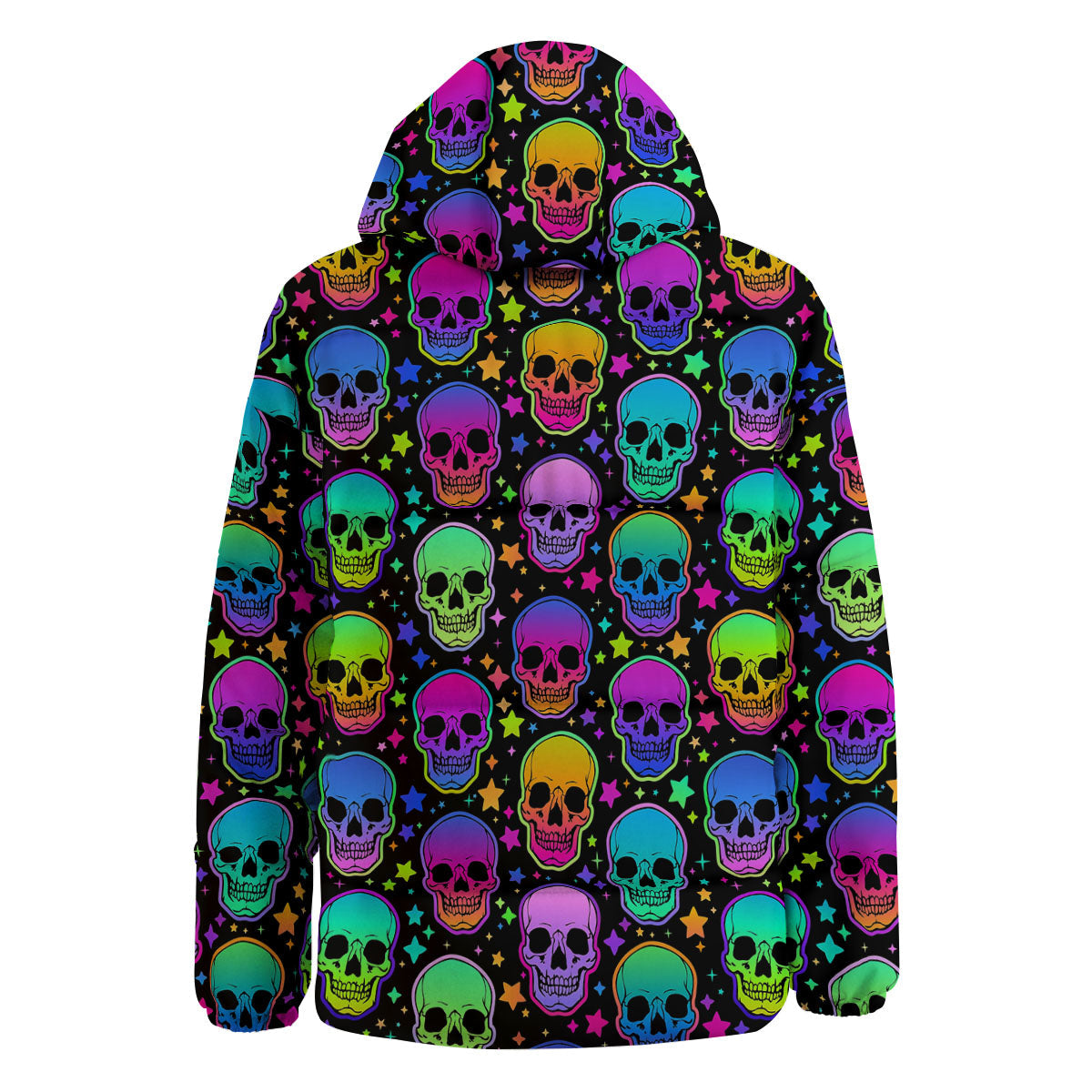 Skull Psychedelic Print Pattern Down Jacket-grizzshop