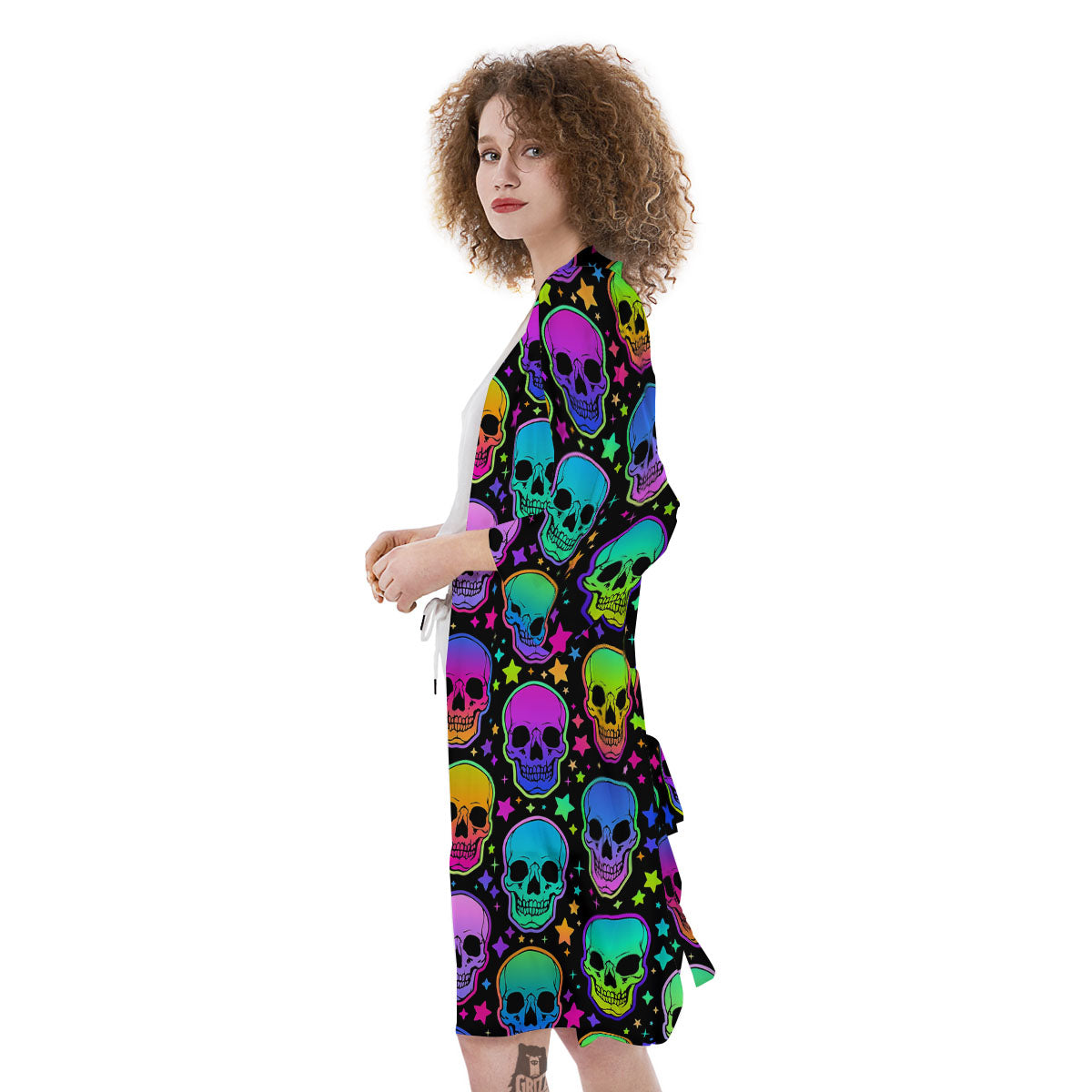Skull Psychedelic Print Pattern Kimono-grizzshop
