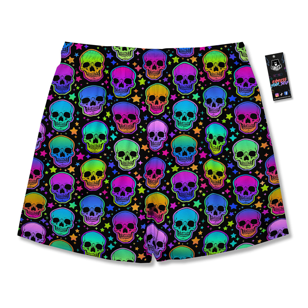 Skull Psychedelic Print Pattern Men's Running Shorts-grizzshop