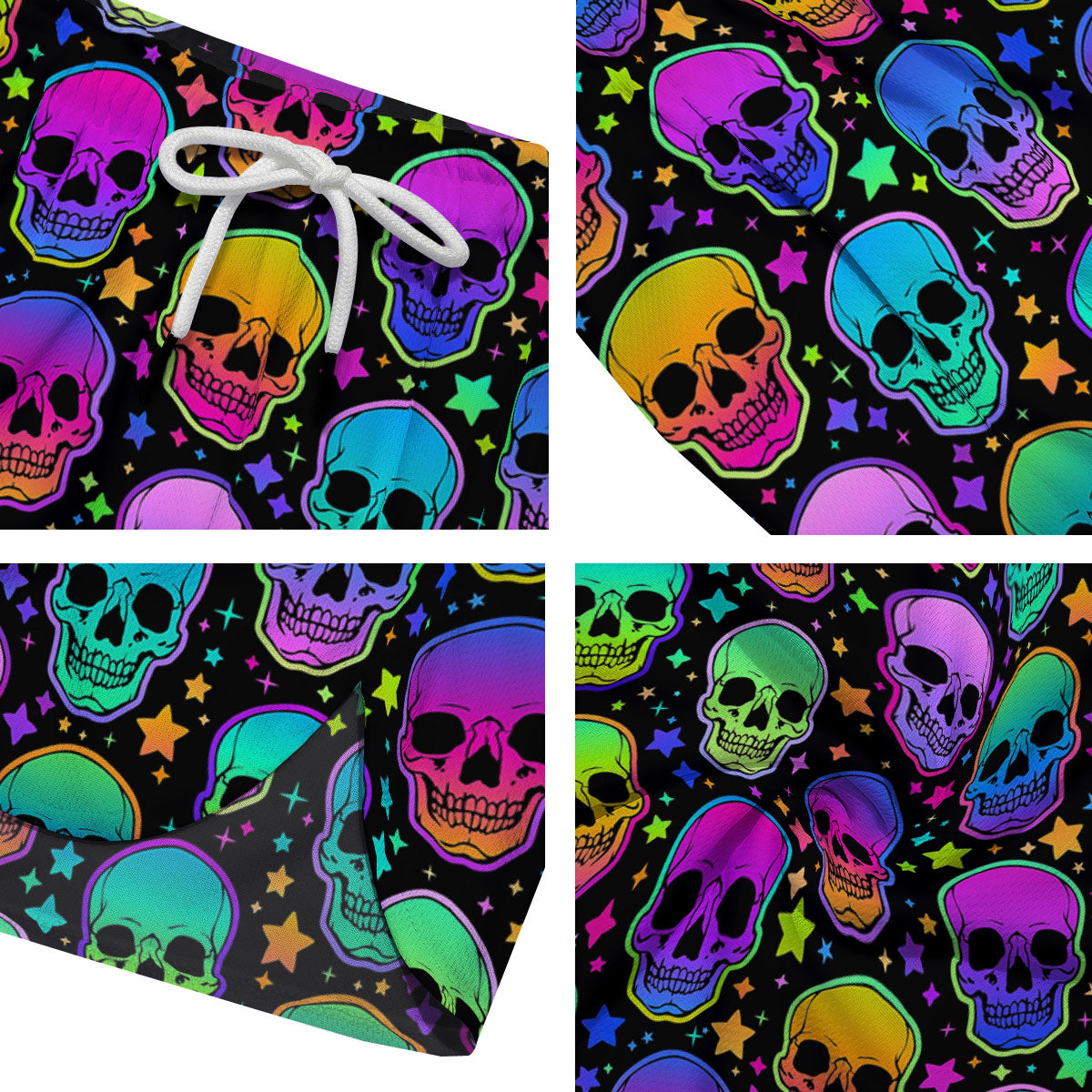 Skull Psychedelic Print Pattern Men's Running Shorts-grizzshop