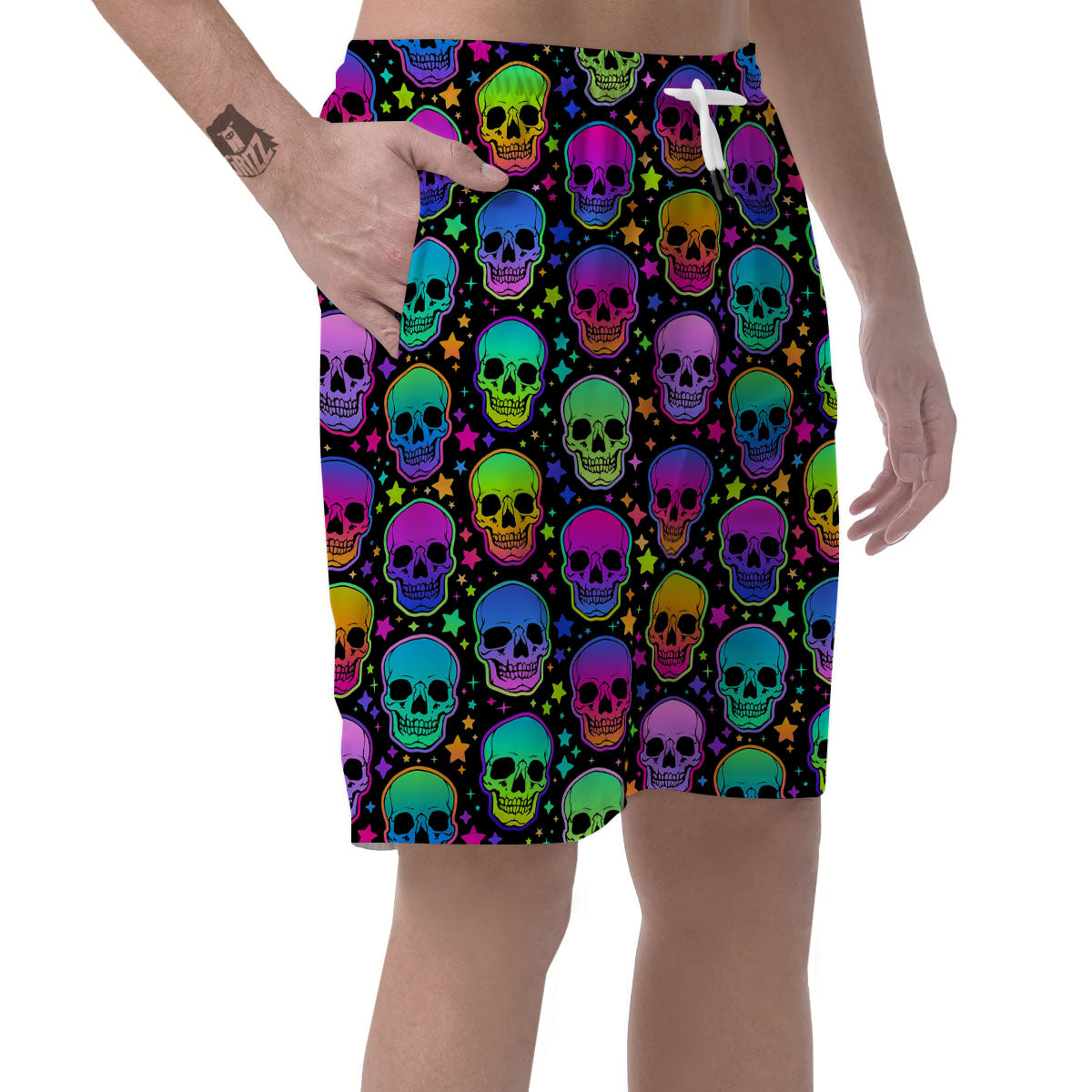 Skull Psychedelic Print Pattern Men's Shorts-grizzshop