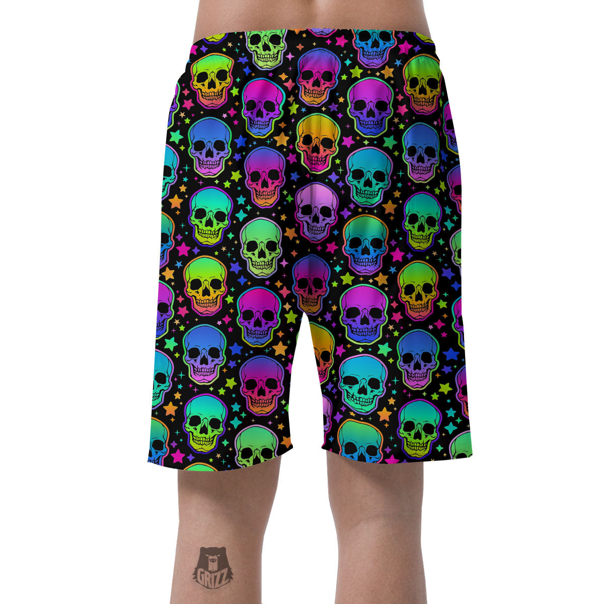 Skull Psychedelic Print Pattern Men's Shorts-grizzshop