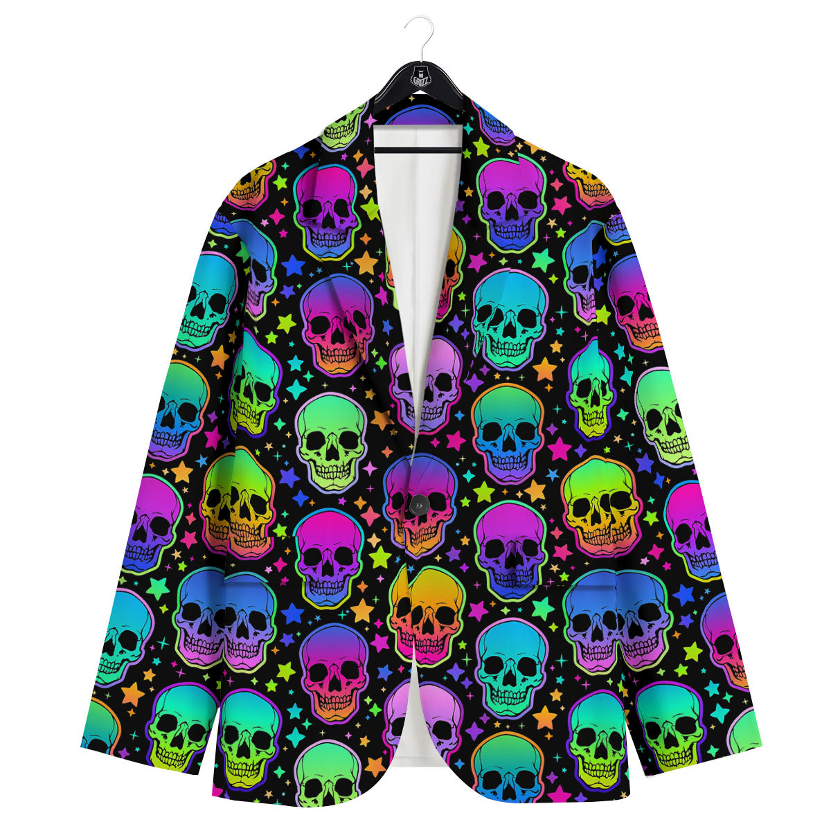 Skull Psychedelic Print Pattern Men's Sport Coat-grizzshop