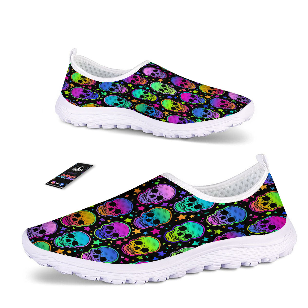 Skull Psychedelic Print Pattern Nurse Shoes-grizzshop