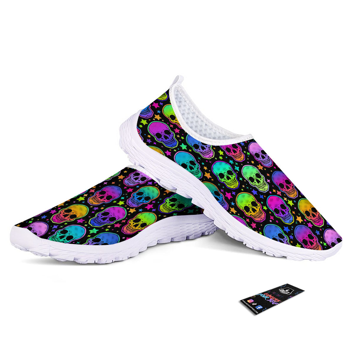 Skull Psychedelic Print Pattern Nurse Shoes-grizzshop