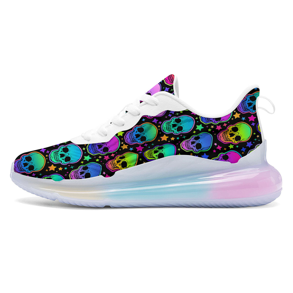 Skull Psychedelic Print Pattern Running Sneakers-grizzshop