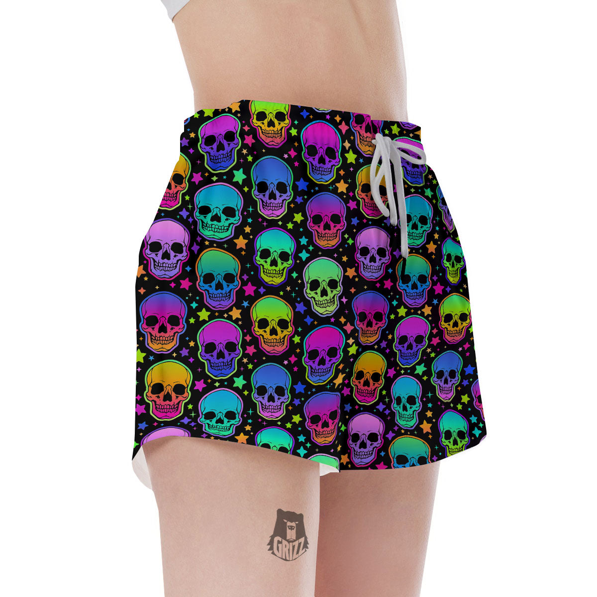 Skull Psychedelic Print Pattern Women's Shorts-grizzshop