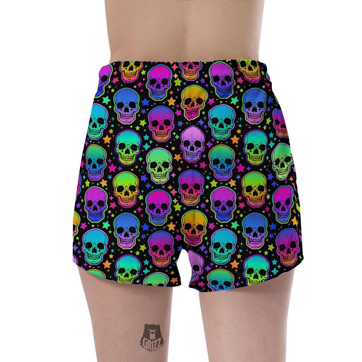 Skull Psychedelic Print Pattern Women's Shorts-grizzshop
