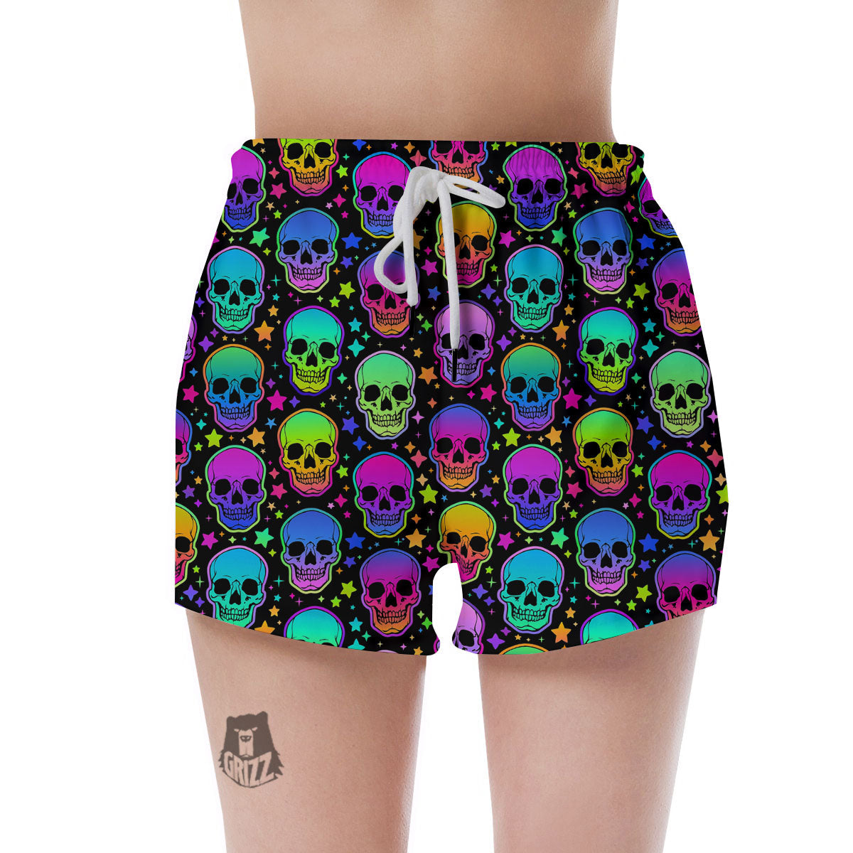 Skull Psychedelic Print Pattern Women's Shorts-grizzshop