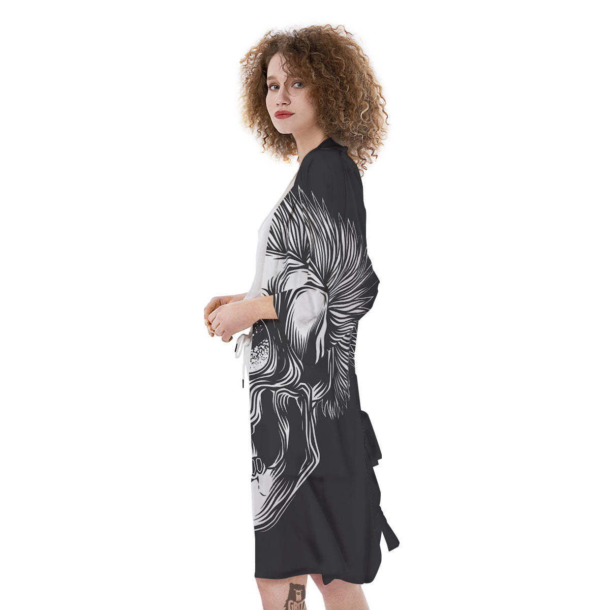 Skull Punk Monochrome Print Kimono-grizzshop