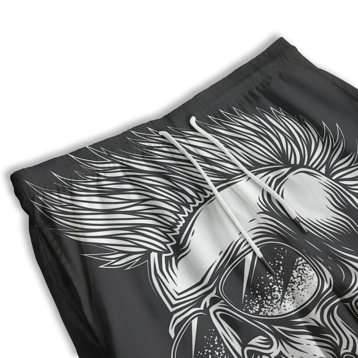 Skull Punk Monochrome Print Men's Athletic Shorts