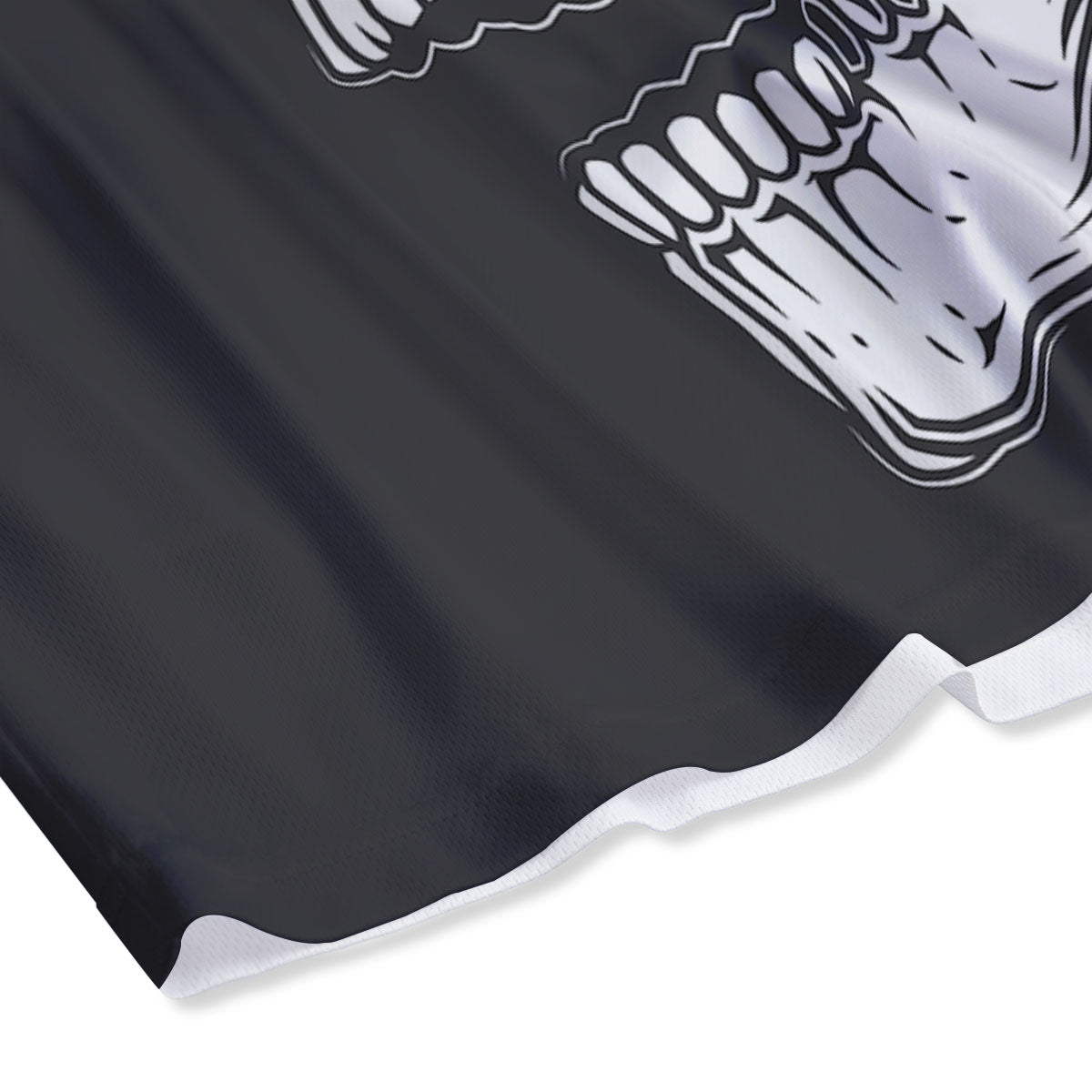 Skull Punk Monochrome Print Mesh Shorts