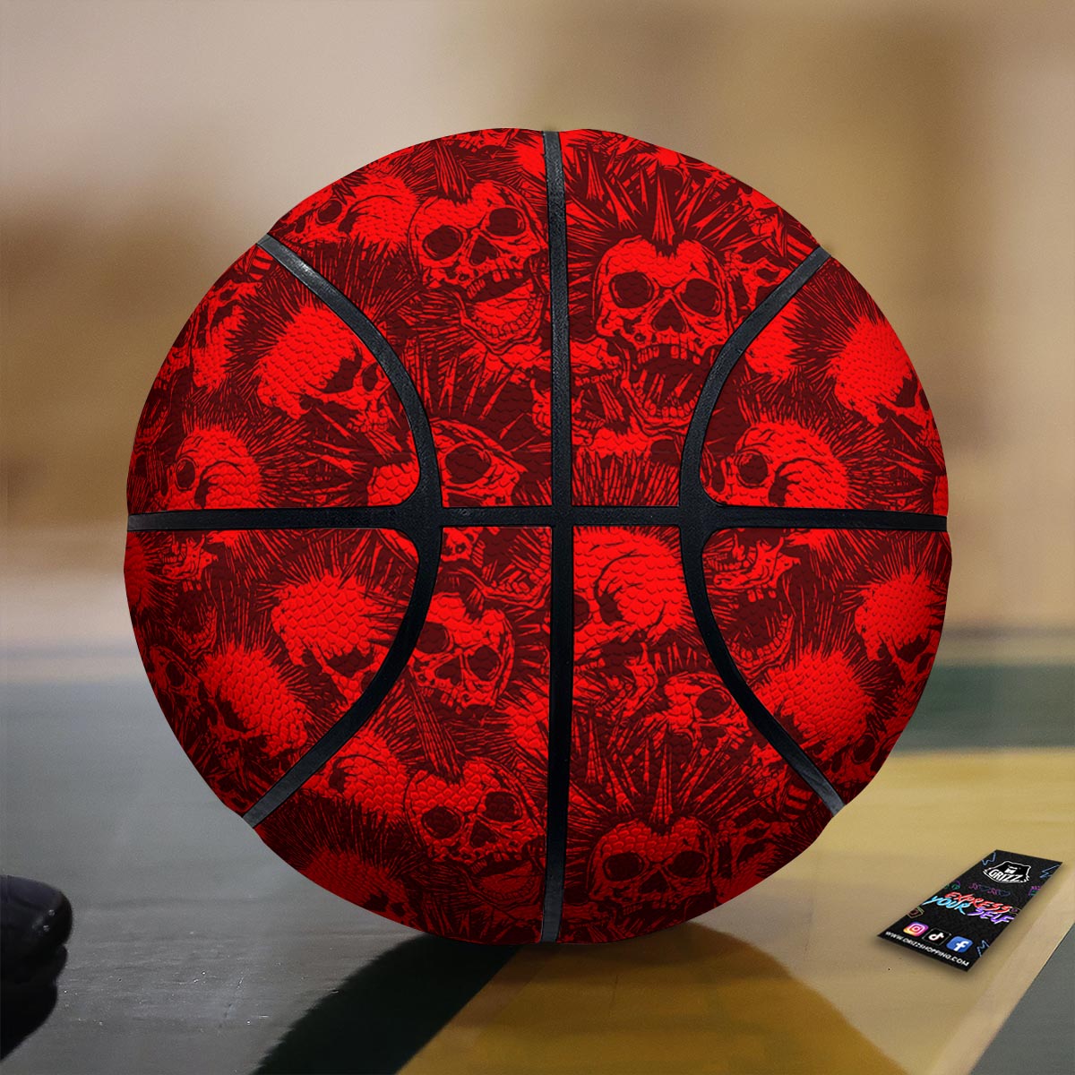 Skull Punk Red Print Pattern Basketball-grizzshop