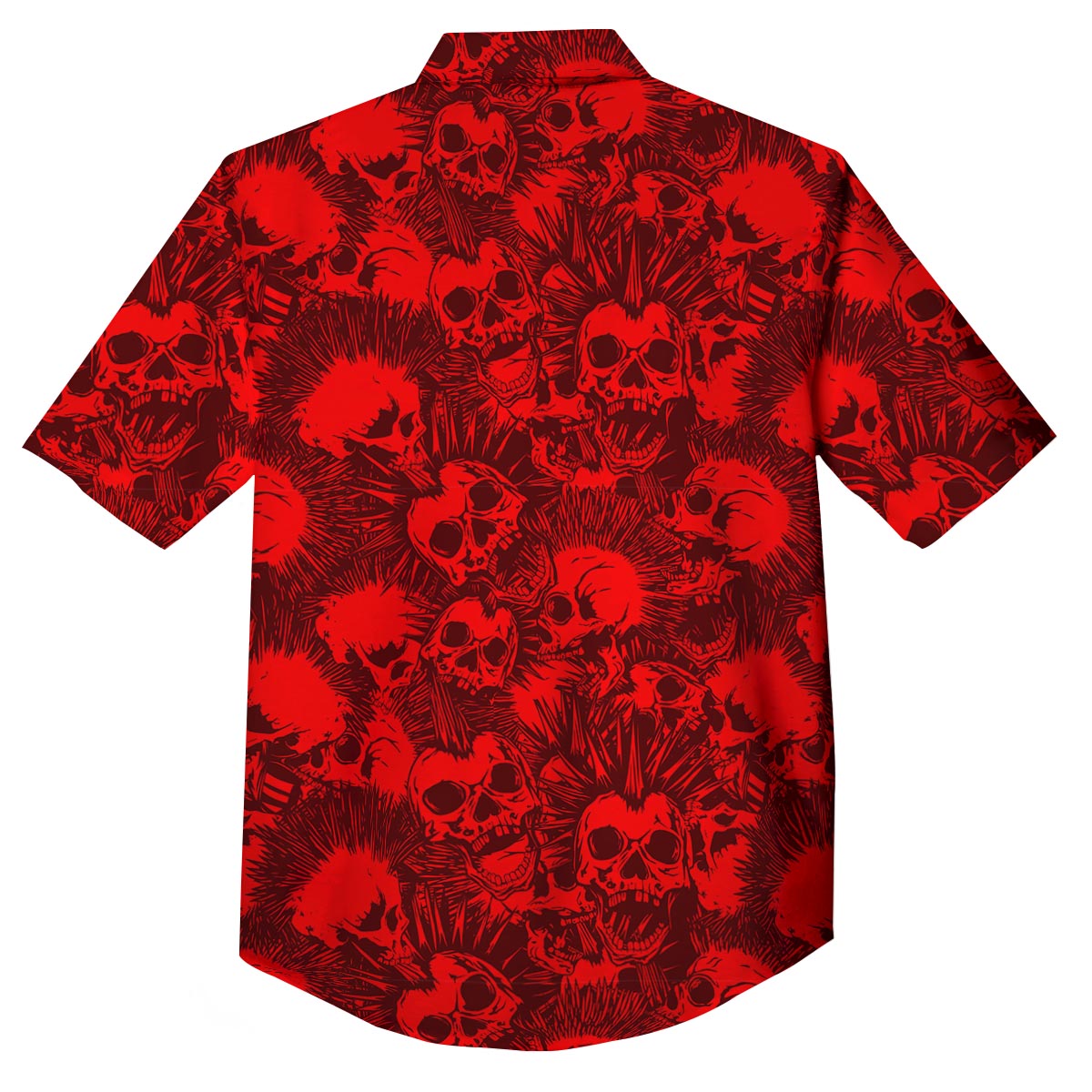 Skull Punk Red Print Pattern Button Up Shirt-grizzshop