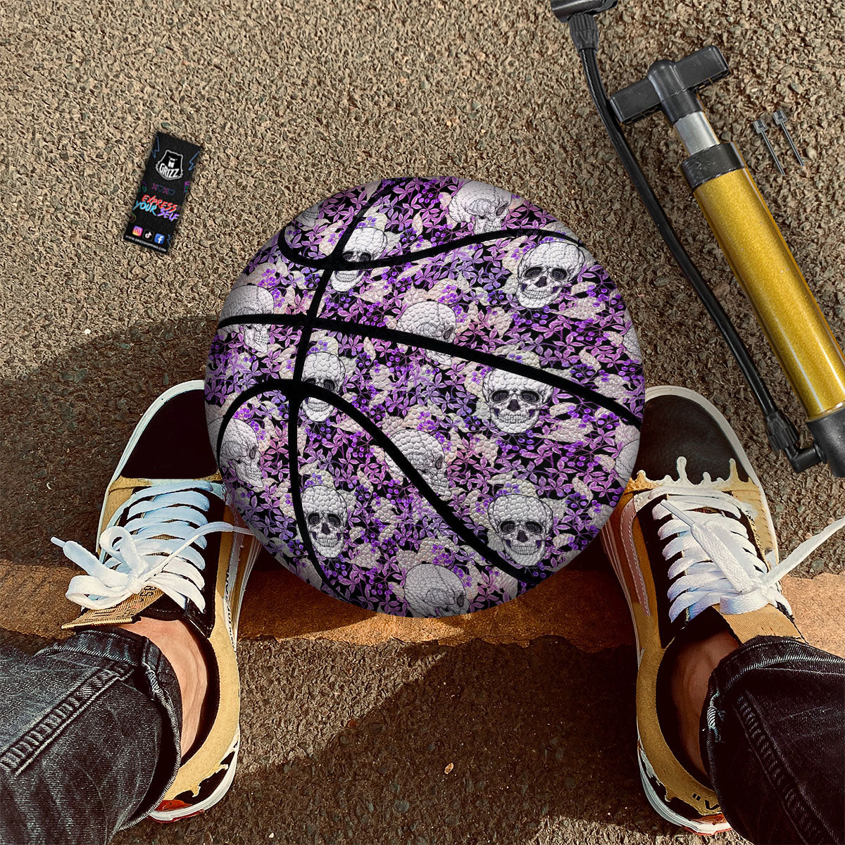 Skull Purple Tropical Print Pattern Basketball-grizzshop