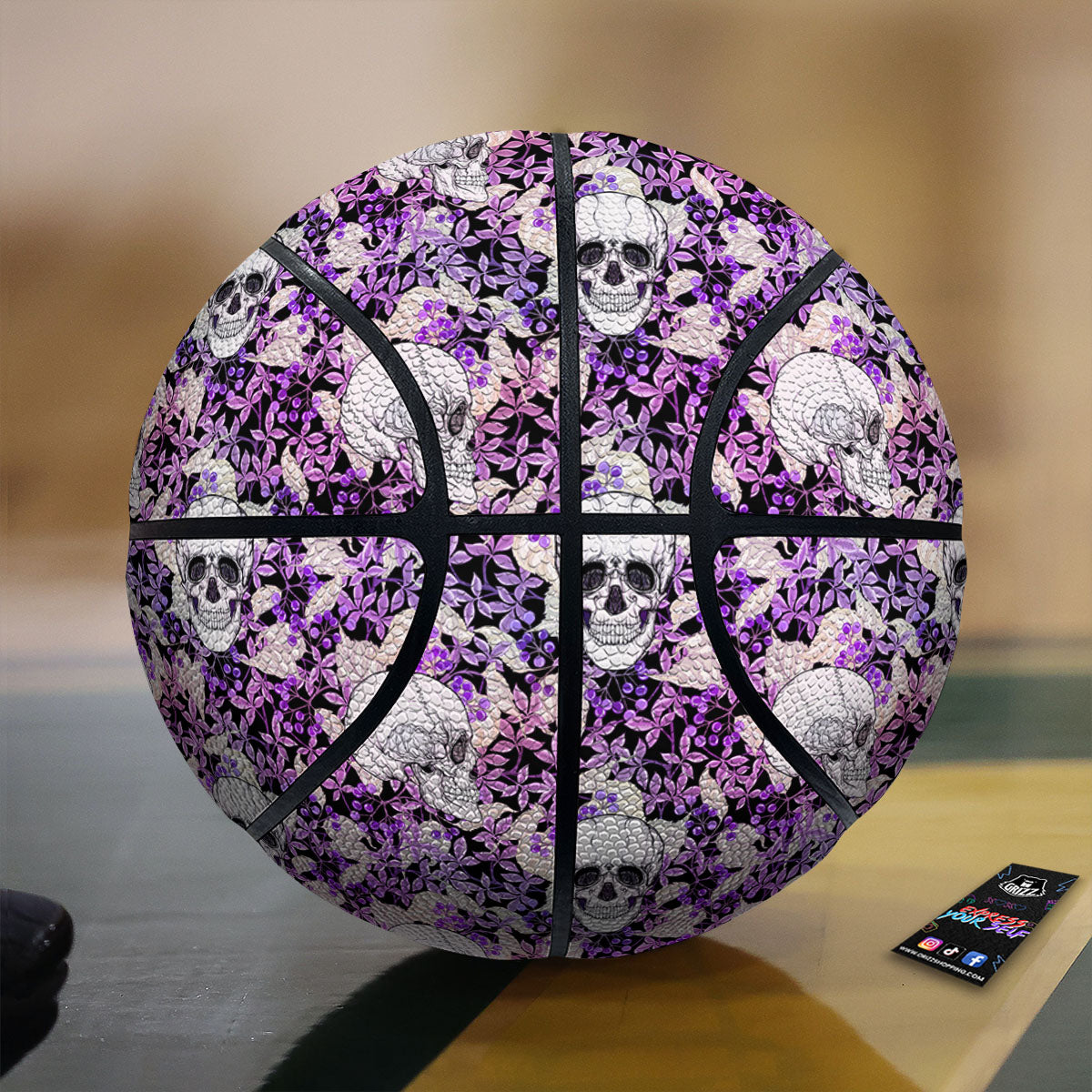 Skull Purple Tropical Print Pattern Basketball-grizzshop