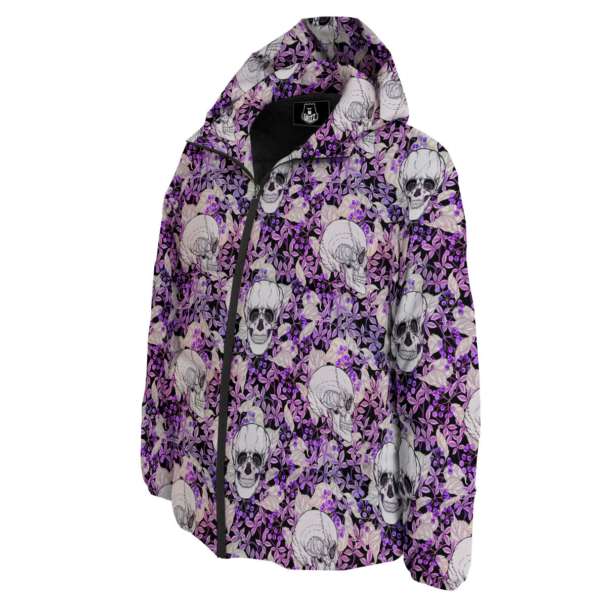 Skull Purple Tropical Print Pattern Down Jacket-grizzshop