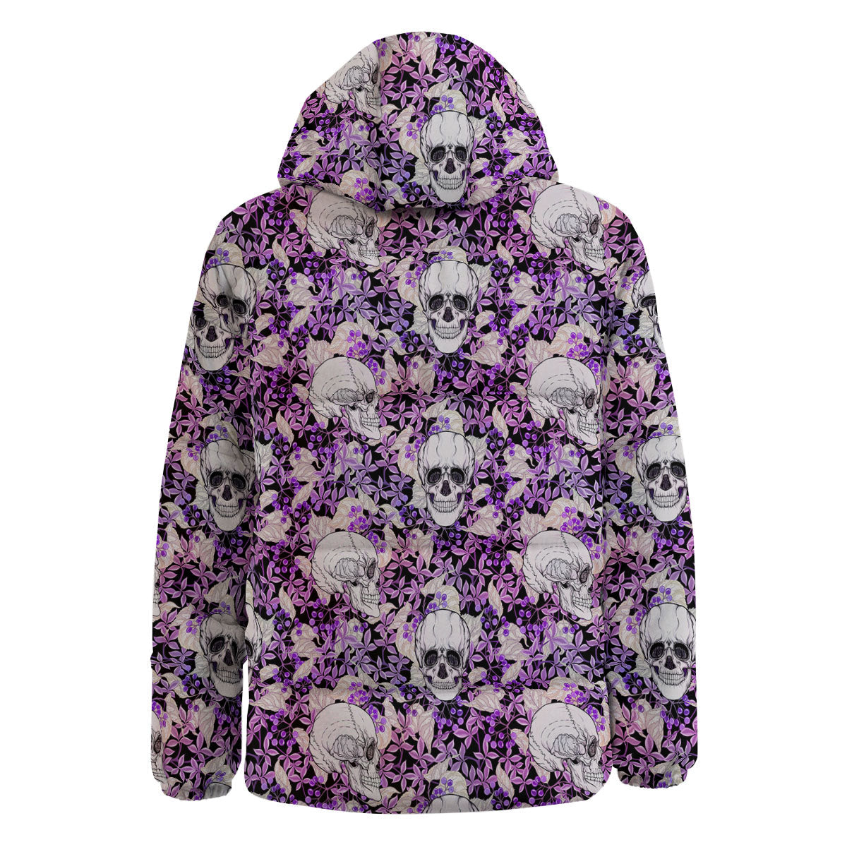 Skull Purple Tropical Print Pattern Down Jacket-grizzshop