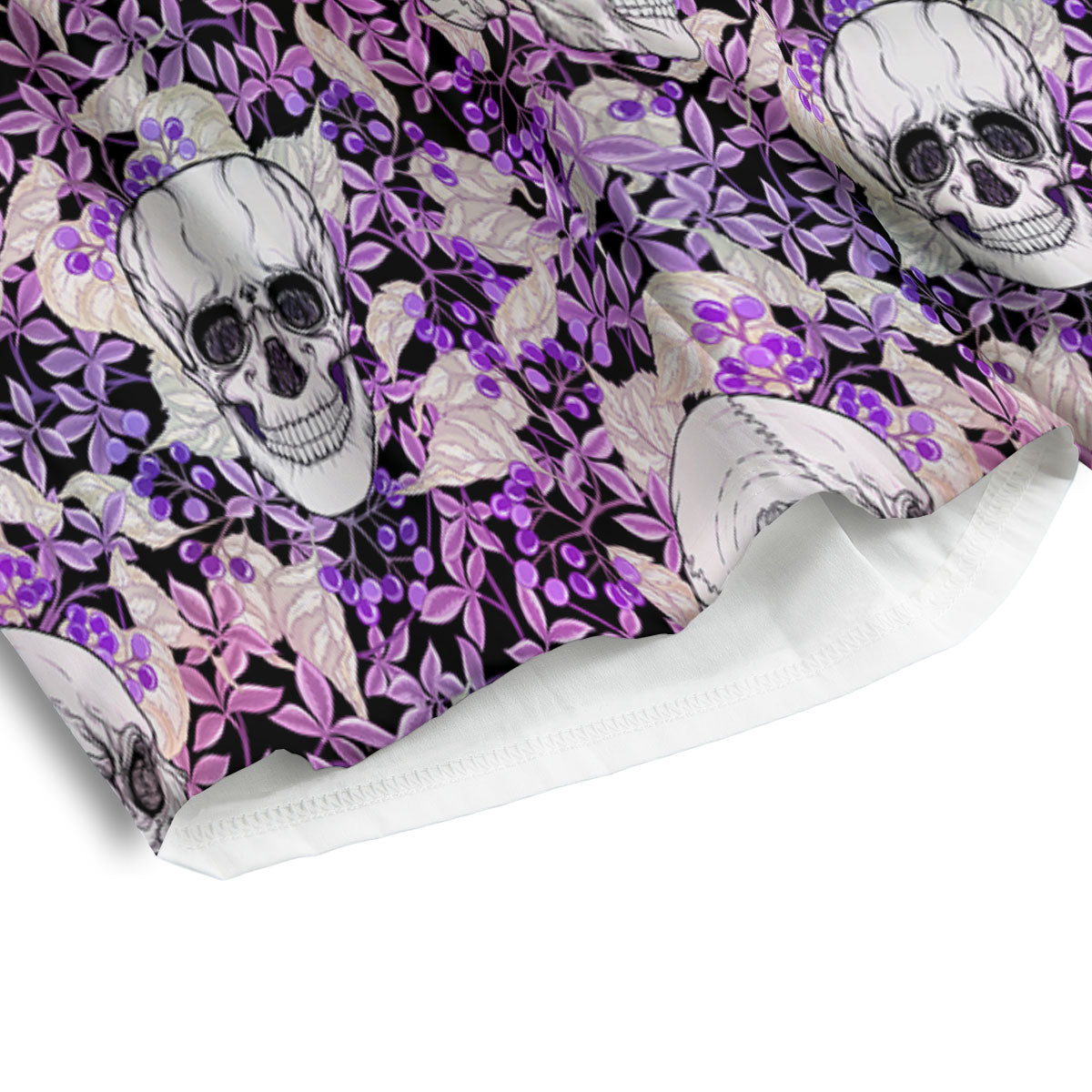 Skull Purple Tropical Print Pattern Men's Athletic Shorts-grizzshop