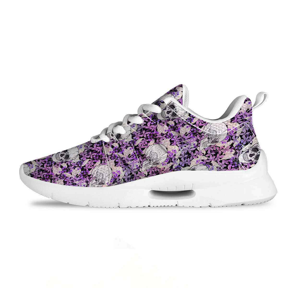 Skull Purple Tropical Print Pattern Tennis Shoes-grizzshop
