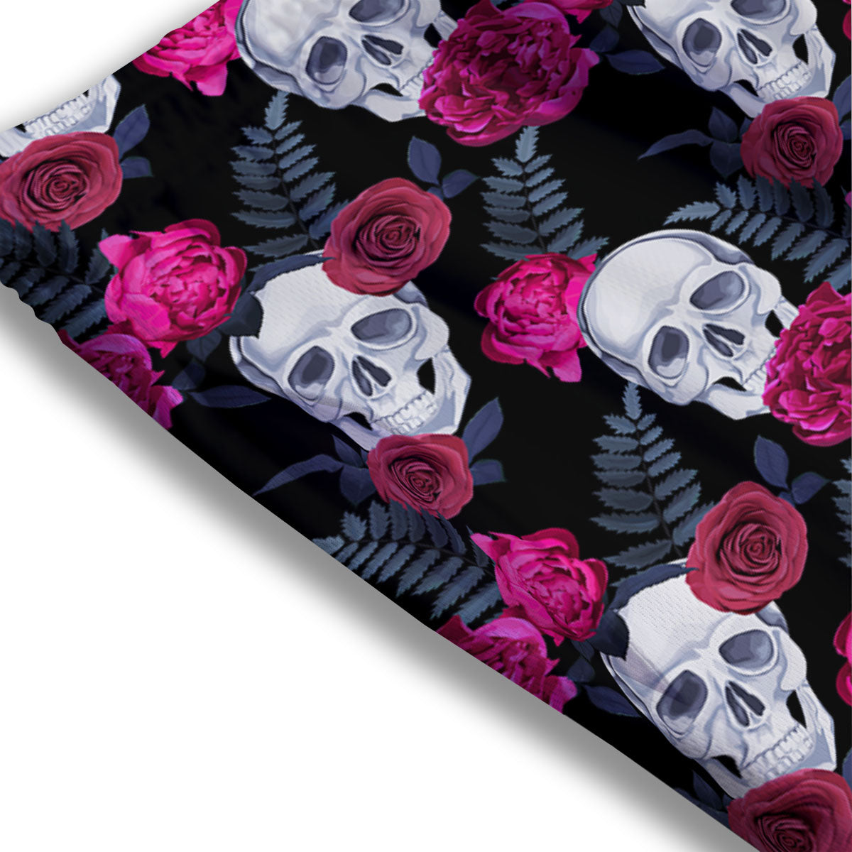 Skull Red Peony Print Pattern Mesh Shorts