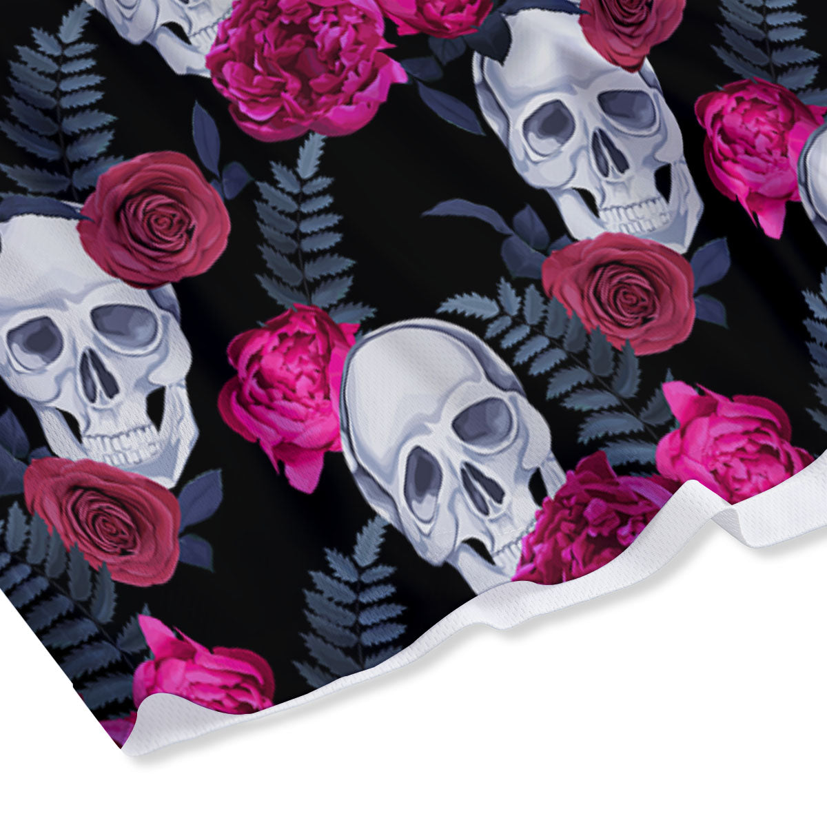 Skull Red Peony Print Pattern Mesh Shorts