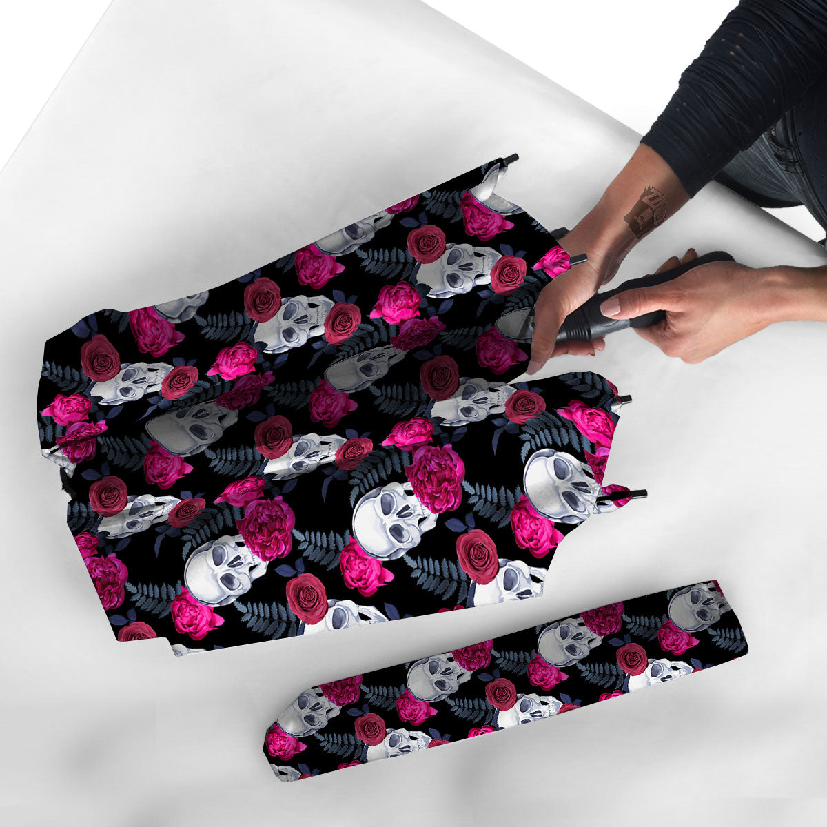 Skull Red Peony Print Pattern Umbrella-grizzshop