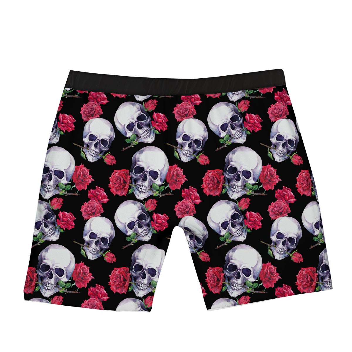Skull Red Rose Print Pattern Boxer Briefs-grizzshop