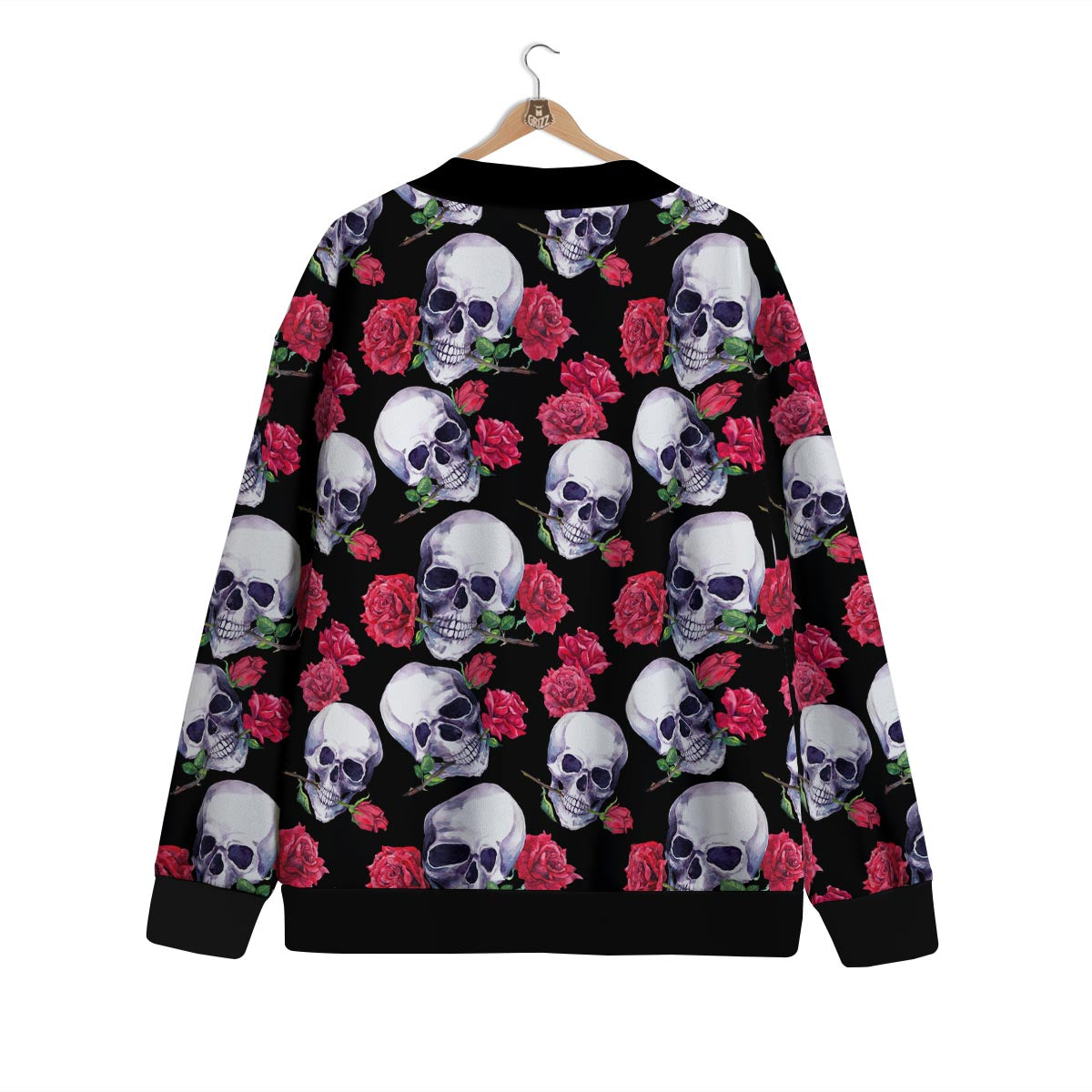 Skull Red Rose Print Pattern Cardigan-grizzshop