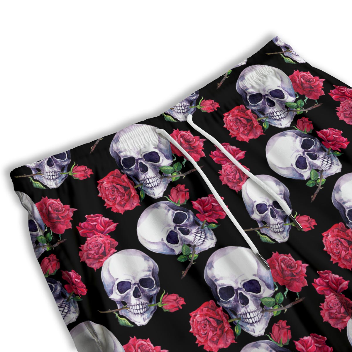 Skull Red Rose Print Pattern Men's Athletic Shorts