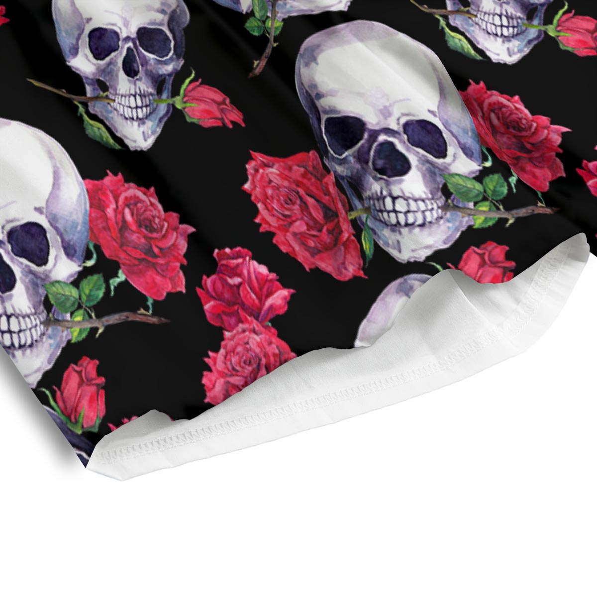 Skull Red Rose Print Pattern Men's Athletic Shorts