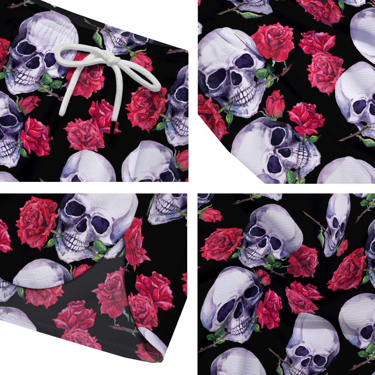 Skull Red Rose Print Pattern Men's Running Shorts-grizzshop