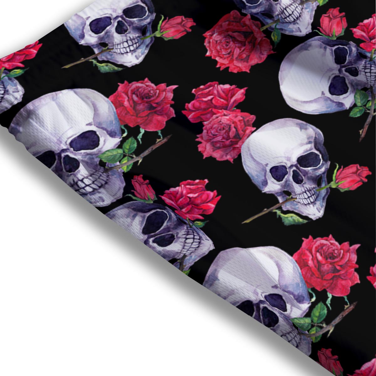 Skull Red Rose Print Pattern Mesh Shorts