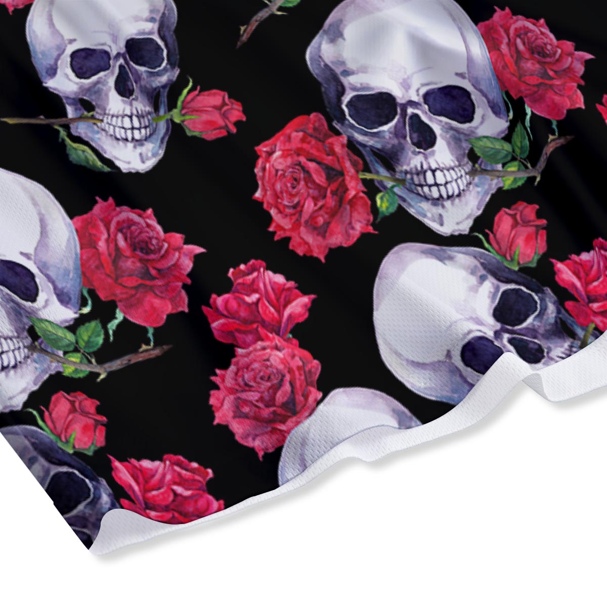 Skull Red Rose Print Pattern Mesh Shorts