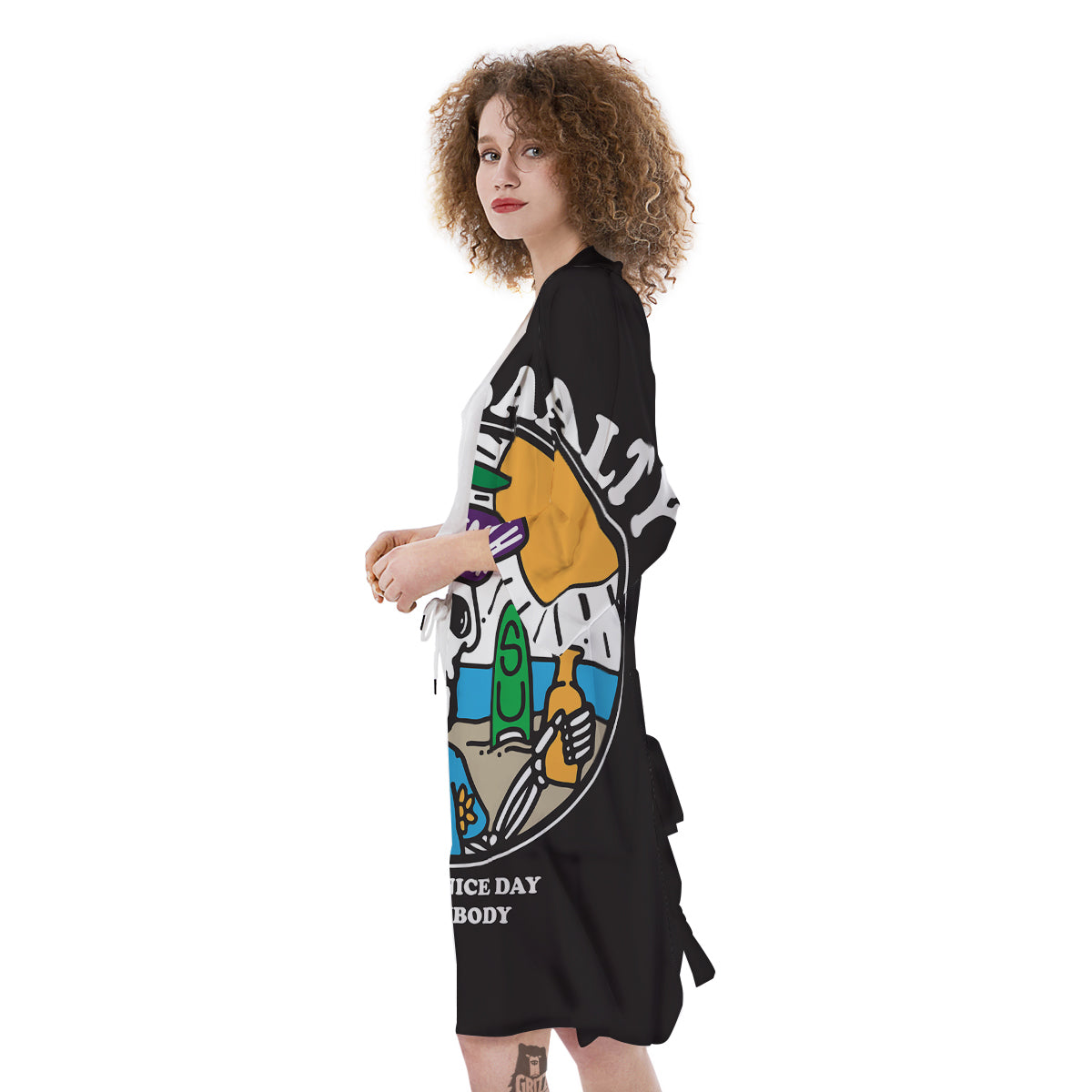 Skull Relax On Beach Print Kimono-grizzshop