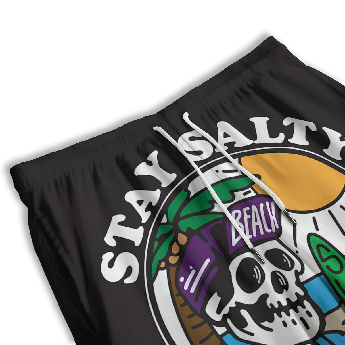 Skull Relax On Beach Print Men's Athletic Shorts